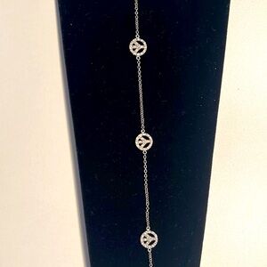 CZ Sterling Peace sign Anklet